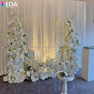 LEDA Weddings Parties Handmade Decoration White Silk <b>Artificial</b> <b>Flower</b> Horn rose Arch for Wedding - Product Image 3