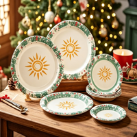 Assiettes en papier jetables bleues et blanches, design minimaliste rond, écologiques, avec motif personnalisé pour les fêtes