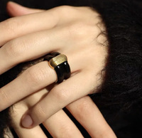 Bague en cuivre unisexe de style français, simple, noire, en pierre naturelle, avec motif goutte d'huile, légèrement luxueuse, polyvalente, torsadée et irrégulière