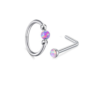 Anneau de nez en acier titane plaqué or, lot de 2 pièces, clou de nez Aobao, anneau sans soudure, <span class=keywords><strong>fermeture</strong></span> de septum nasal, bijoux de corps pour mariage - Product Image 6
