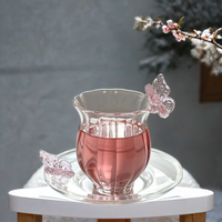 Collection de coupes Fleur de Dieu, en verre borosilicate hautement résistant, faites à la main, style minimaliste chinois, motif Narcisse Papillon créatif
