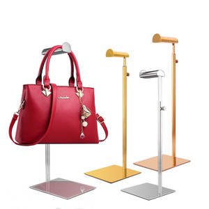 Expositor de bolsos de pie de acero inoxidable con espejo, color oro titanio, para escaparates - Product Image 6