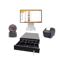Terminal Punto de Venta de 15.6 Pulgadas, Caja Registradora para Tiendas Minoristas y Cafeterías, Sistema Punto de Venta Todo en Uno, Pantalla para Clientes de 9.7 Pulgadas, Impresora, NFC