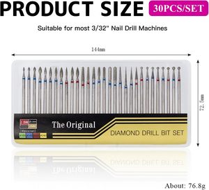 Evolisse Professional 30 pièces Embouts de fraise à ongles en acier inoxydable durable, diamant, 3/32, pour polissage des cuticules, accessoire pour vernis gel - Product Image 2