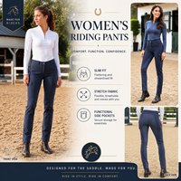 Pantalon d'équitation pour femme avec poches latérales, coupe intégrale, extensible et doux, pour l'entraînement en écurie