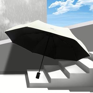 Parapluie Quotidien Anti-Vent et Anti-Pluie, Pliage Automatique, Tissu Pongee 190T, Revêtement Noir Anti-UV, Baleines en Fer, Grande Capacité, 21 Pouces - Product Image 1