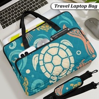 Sac pour ordinateur portable matelassé personnalisé avec imprimé tortue hawaïenne, motif floral Art Déco tropical, pour le shopping, les voyages et le transport quotidien