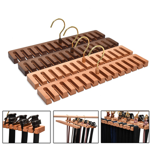 2 en 1 Ceintures de cintres en bois Support de rangement Cintres muraux Cintres en bois de qualité Ceintures de garde-robe Organisateur - Product Image 4