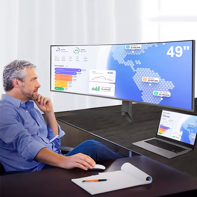 Factory Ultra-Thin Bezel 49" Business Office Home LCD Gamer Pc Monitor LED Backlight Display HDR VA Panel Curved Fish Screen