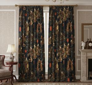 Vintage Samurai And Geisha Garden Window Curtains Dense Floral Panel 70% <b>Light</b> Blocking Decorative Printed Drapes for Room - Product Image 4