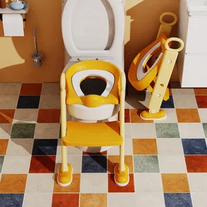 New Style Plastic Yellow Baby Potty Training Seat Toilet with Ladder for Babies