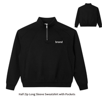Nouveauté 2026 Sweat-shirt pour Homme Automne, Esthétique Old Money, Manches Longues, Coupe Ample, Épaules Tombantes, Col Polo Demi-Zip, OEM