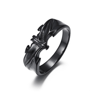 Bague en forme de chauve-souris, argentée et noire, unisexe, style gothique, bijoux punk, cadeau, bagues tendance - Product Image 5