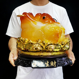 2023 artesanías de resina de Feng Shui chino decoración del hogar dinero rana y <span class=keywords><strong>Sapo</strong></span> Lucky Jade estatuilla dorada <span class=keywords><strong>sapo</strong></span> - Product Image 3
