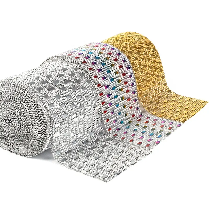 Gold and Silver bendable plastic 24 Rows 10 yards/roll mesh trmming rolls for wedding decor