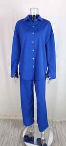 Nuovo Completo <span class=keywords><strong>Chic</strong></span> da <span class=keywords><strong>Donna</strong></span> in Stile Europeo e Americano: Camicia Plissettata e Pantaloni a Gamba Larga, <span class=keywords><strong>Abbigliamento</strong></span> Estivo 2026 - Product Image 2