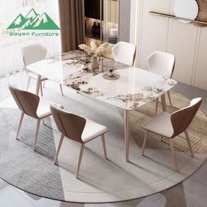 Juego de Comedor Rectangular Moderno y Lujoso Wayon con Cubierta de Piedra Espejada y Sillas <span class=keywords><strong>para</strong></span> Hotel y Villa, Ensamblado - Product Image 3