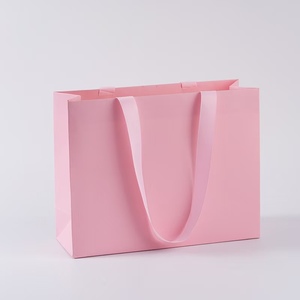 <span class=keywords><strong>GiGO</strong></span> Sac à provisions en papier kraft rose imprimé de logo personnalisé Emballage d'épicerie en carton blanc de gros Vêtements de supermarché - Product Image 1