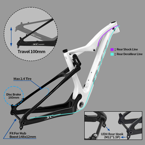 Bxt Đầy Đủ Carbon Mtb Hệ Thống Treo Khung <span class=keywords><strong>Xc</strong></span> <span class=keywords><strong>29</strong></span> Xe Đạp Leo Núi Du Lịch 100Mm Tăng Thru Trục 148X12Mm Treo Bxt Carbon Khung - Product Image 3