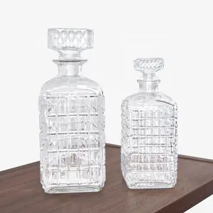 Grosir Botol Anggur Kaca Kristal Pot Wiski Decanter dengan Tutup Kaca PP Pad