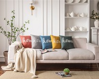 Housse de coussin brodée avec inscription, style minimaliste, en polyester doux, broderie corde, pour la maison, vente en gros