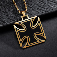 Ukrainien Trident Symbole En Acier Inoxydable Pendentif Collier Conception Géométrique National Chrétien Bijoux pour Hommes Femmes Anniversaire