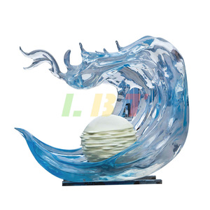 Transparent Resin Wave Sculpture <b>Large</b> Abstract Handmade Home Decor Living Room Hotel <b>Ornament</b> Irregular Shape LBT 009 - Product Image 3