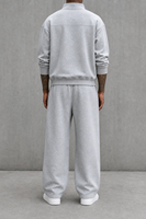 Ensemble 2 pièces en molleton français pour homme avec logo personnalisé : Sweat-shirt demi-zip et pantalon large à cordon de serrage – Idéal pour la vente en gros