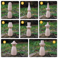 Figurines en bois en gros, personnalisables, en forme de poupée, avec chapeau, pour impression de décalcomanies DIY, marionnettes en bois, artisanat en bois sur mesure
