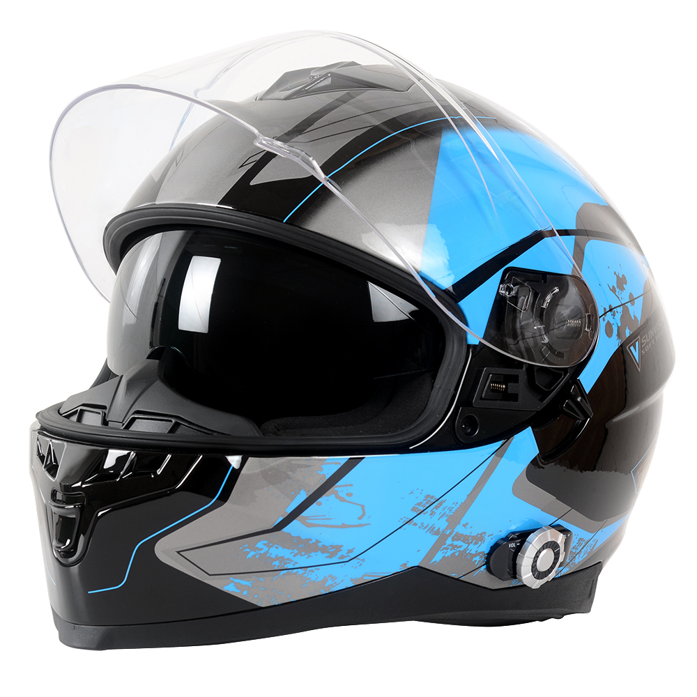 Negro Brillante + Azul Fluorescente