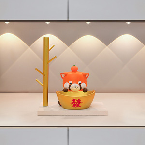 Yuanbao Panda Key Storage Resin Figurine Animal Shape Home Decoration Desktop Decorative Lucky Cat Craft - Product Image 3