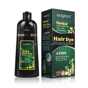 Hot sale factory hair products bottle 3 in 1 easy to use natural herbal color dye black hair shampoo