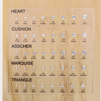 Kit de comparaison de taille et de forme de diamants et de moissanites, plaque acrylique de référence pour sertissage avec boîte en bois