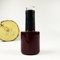 Bouteille en verre plate pour vernis à ongles rouge brillant 15 ml avec pinceau applicateur pour gel UV