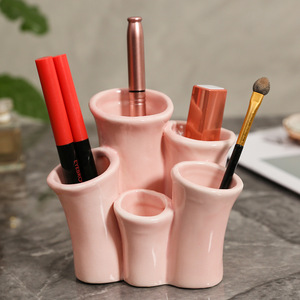 Soporte de cerámica para cepillos de dientes Ruijie, soporte de almacenamiento multifuncional para baño, escritorio, diseño moderno, forma redonda, independiente - Product Image 2