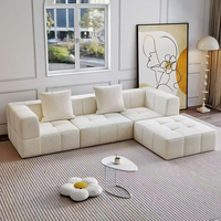 Canapé d'angle modulaire moderne en forme de L, emballé sous vide, pour salon, ensemble de meubles de luxe en tissu et éponge compressée