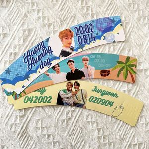 Fundas de Papel Impresas Personalizadas para Vasos, Fundas Desechables Ecológicas para Vasos de Café, Leche y Té, Kpop - Product Image 1