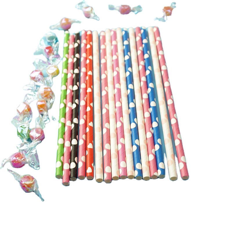 Biodegradable Compostable Customized Colors Straight Drinking Rainbow Paper Straws