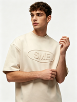 Camiseta de Algodón Personalizada con Hombros Caídos, Camiseta Oversize con Estampado 3D, Cuello Redondo, Manga Corta, Corte Holgado para Hombre