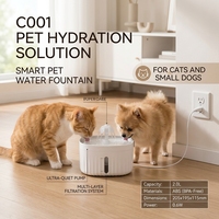 Fontaine à eau intelligente pour animaux de compagnie C001, 2L, double mode, bec réglable, ABS, alimentation USB, DC 5V, pour chats et chiens, intérieur