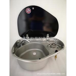 Cuisinière à gaz intégrée 525*425*150mm pour camping-car/yacht/maison moderne avec couvercle en verre trempé et évier en acier inoxydable - Product Image 4