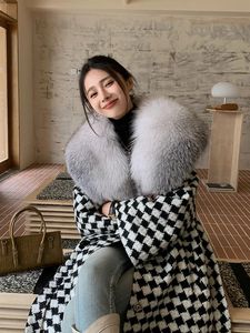 Nouveau 2023 Vintage automne et hiver luxueux véritable cachemire <span class=keywords><strong>laine</strong></span> manteau femmes longue fourrure naturelle <span class=keywords><strong>Trench</strong></span> - Product Image 5