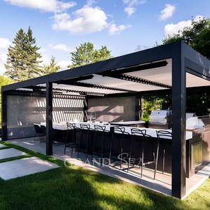 Gazebo de jardin de luxe motorisé, toit de patio bioclimatique en aluminium, pergola en aluminium à lames orientables pour l'extérieur - Product Image 3