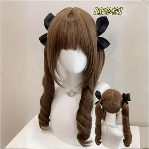 วิกผมหางม้าคู่สไตล์โลลิต้าแบบครีมมี่ ลอนยาวแบบโรมัน พร้อมหน้าม้า ไลน์ผมธรรมชาติ ครอบคลุมทั้งศีรษะ - Product Image 4