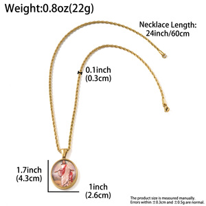 Colgante de acero inoxidable al por mayor, colgante de Jesús con brazos abiertos, cadenas finas, colgante de oro de 18k - Product Image 6