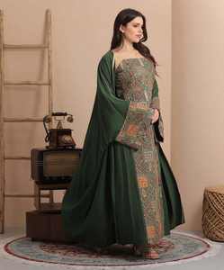 Nuevo Conjunto de Dos Piezas de Abaya Elegante con Bordado de Flores de Talla Grande, Manga Larga y Largo hasta el Tobillo, con Turbantes para Mujeres Musulmanas - Product Image 5