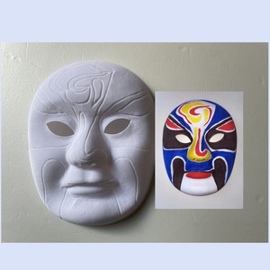 Máscara de Ópera de Pekín de Plástico para Pintar a Mano, Blanca, con Cordón, para Niños, con Imagen Colorida - Product Image 3