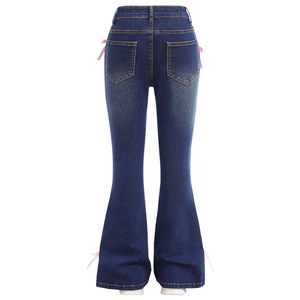 Nouveau pantalon large et droit en jean avec nœud papillon pour femme – Collection Printemps Tendance - Product Image 4