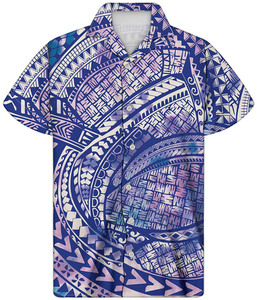 <span class=keywords><strong>Camicie</strong></span> Casual da <span class=keywords><strong>Uomo</strong></span> a Maniche Corte di Alta Qualità 2025 Viola con Stampa Tribale Polinesiana, Bottoni, Personalizzabili, <span class=keywords><strong>Taglie</strong></span> <span class=keywords><strong>Forti</strong></span>, Estive - Product Image 1