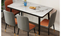 Ensemble de 5 table supérieure en marbre et chaises en velours, meubles de salle à manger, style moderne, offre spéciale, prix bas, 5 pièces